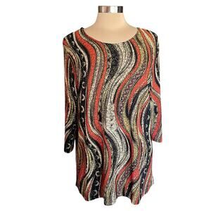Maggie Barnes Abstract Swirl Knit Top Plus Size 1X Fall Autumn Casual Work Artsy